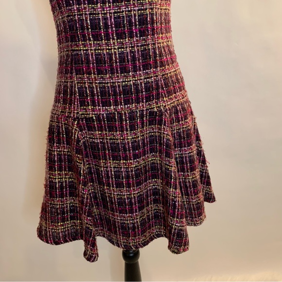 Nanette by Nanette Lepore Drop Waist Magenta Knee Tweed Length Dress Size 2 - Picture 3 of 13